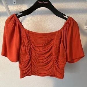 Jessica Simpson Peasant Crop Top - Burnt Orange